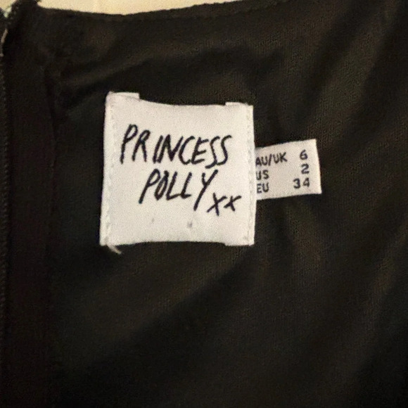 Princess Polly linen & cotton blend peplum tie dress in black size 2 - Picture 4 of 7